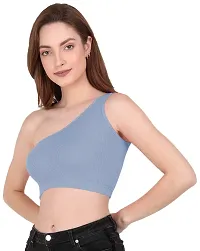 THE BLAZZE 1003 Women's Sleeveless Crop Tops Sexy Strappy Tees (XL, Royal Blue)-thumb3