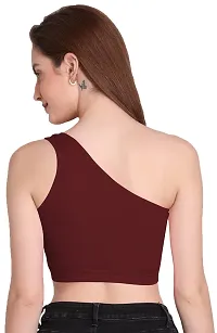 THE BLAZZE Women's Sleeveless Crop Tops Sexy Strappy Tees (Medium, Maroon)-thumb1