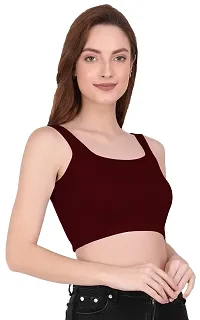 THE BLAZZE 1044 Women's Summer Basic Sexy Strappy Sleeveless Crop Top's (Large, Maroon)-thumb4