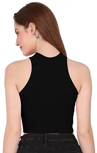 THE BLAZZE 1025 Women's Basic Sexy Solid Slim Fit Sleeveless Crop Top T-Shirt for Women-thumb1