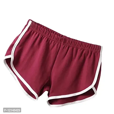 THE BLAZZE Women Sports Shorts Gym Workout Yoga Short Pack of 2 (M, Maroon+Purple)-thumb3