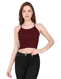 THE BLAZZE 1002 Women's Sleeveless Crop Tops Sexy Strappy Tees (Small(30"-32"), C - Maroon)-thumb2