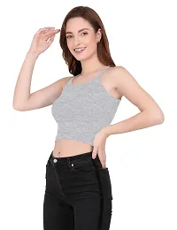 THE BLAZZE 1002 Women's Sleeveless Crop Tops Sexy Strappy Tees (Medium(32"-34"), J - Grey)-thumb4