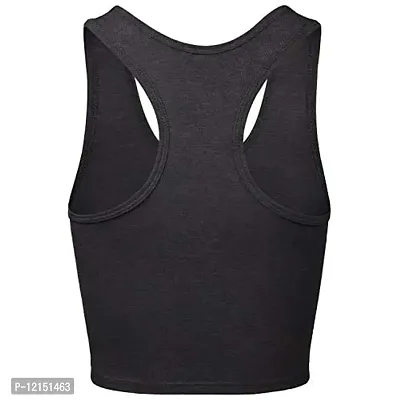 THE BLAZZE Women's Cotton Racerback Basic Crop Tank Tops (Large, Charcoal Melange Charcoal Melange)-thumb5