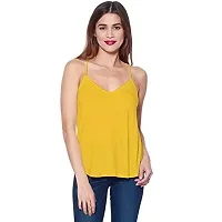 THE BLAZZE Women's Cotton Spaghetti Top (M, Yellow)-thumb1