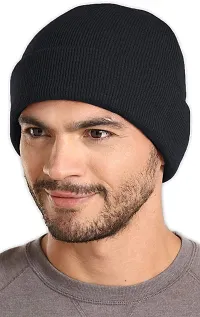 THE BLAZZE 2015 Winter Beanie Cap for Men and Women's (Free Size, Navy)-thumb2