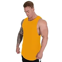 THE BLAZZE 0023 Men's Tank Tops Muscle Gym Bodybuilding Vest Fitness Workout Train Stringers (Large(38rdquo;-40), B - Yellow)-thumb2