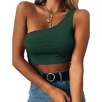 THE BLAZZE Women's Sleeveless Crop Tops Sexy Strappy Tees (XL, Green+Wine Red)-thumb1