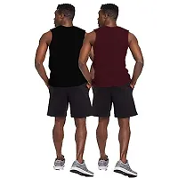 THE BLAZZE 0006 Men's Sleeveless T-Shirt Tank Top Gym Tank Stringer Vest for Men (Small(36?/90cm - Chest), Black Maroon)-thumb1