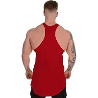 THE BLAZZE 0038 Men's Sleeveless T-Shirt Gym Tank Gym Stringer Tank Tops Muscle Gym Bodybuilding Vest Fitness Workout Train Stringers (Medium, Red)-thumb1