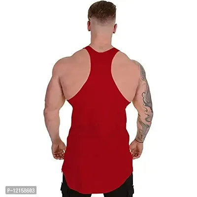THE BLAZZE 0038 Men's Sleeveless T-Shirt Gym Tank Gym Stringer Tank Tops Muscle Gym Bodybuilding Vest Fitness Workout Train Stringers (Medium, Red)-thumb2