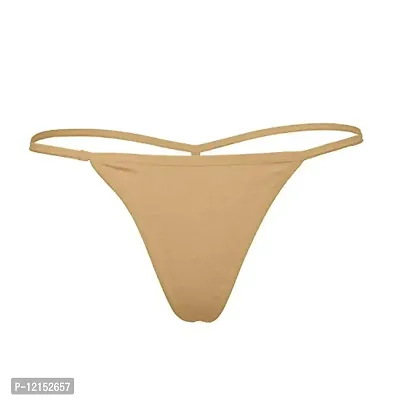THE BLAZZE Thong for Women Sexy Solid G-String T-String Sexy Lingerie Briefs Underpants (Large, Beige)
