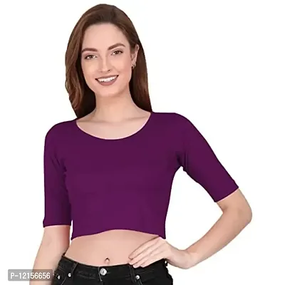 THE BLAZZE 1055 Women's Full Sleeve Crop Tops Sexy Strappy Tees (Medium, Violet)