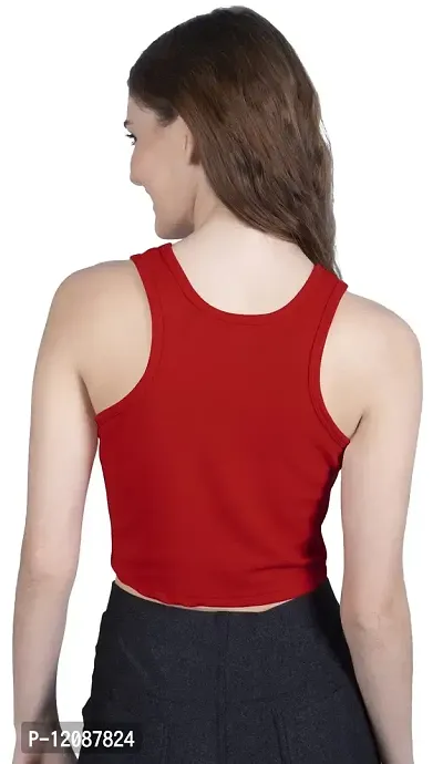 THE BLAZZE 1004 Women's Round Neck Sleeveless Crop Top-thumb2