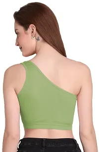 THE BLAZZE Women's Sleeveless Crop Tops Sexy Strappy Tees (L, Light Green)-thumb2