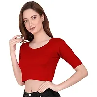 THE BLAZZE 1055 Women's Full Sleeve Crop Tops Sexy Strappy Tees (XX-Large, Red)-thumb3