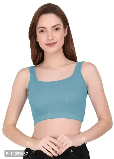 THE BLAZZE 1044 Women's Summer Basic Sexy Strappy Sleeveleess Crop Top (X-Large, Royal Blue)