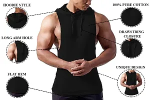 THE BLAZZE 0054 Men's Hooded Tank Tops Muscle Gym Bodybuilding Vest Fitness Workout Train Stringers-thumb3