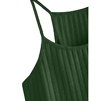 THE BLAZZE Women's Summer Basic Sexy Strappy Sleeveless Racerback Camisole Crop Top (Large, Black Green)-thumb3