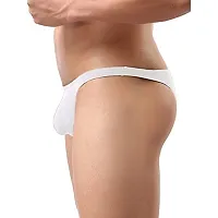 THE BLAZZE Men's Soft Low Rise G-String Underwear Sexy Mid Coverage Back Briefs (X-Large-(38""/95cm), White)-thumb2