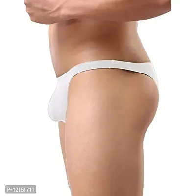 THE BLAZZE Men's Soft Low Rise G-String Underwear Sexy Mid Coverage Back Briefs (X-Large-(38""/95cm), White)-thumb3