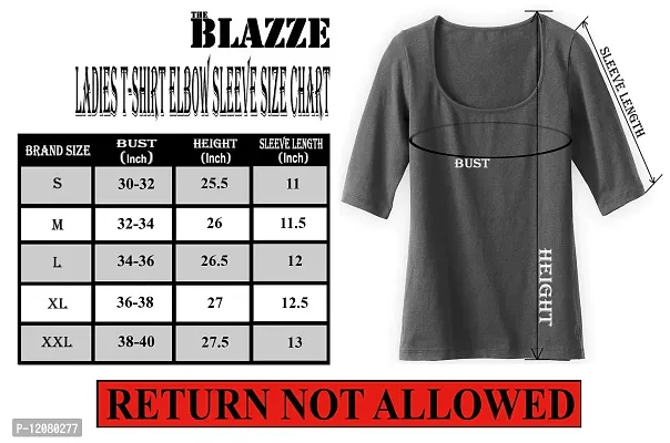 THE BLAZZE 1054 Women's Cotton Scoop Neck Elbow Sleeve T-Shirt for Women (Large(34?-36""), D - Grey)-thumb5