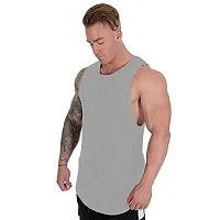 THE BLAZZE 0023 Men's Tank Tops Muscle Gym Bodybuilding Vest Fitness Workout Train Stringers (Large(38”-40"), AB - Grey)-thumb2