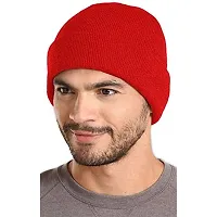 THE BLAZZE 2015 Winter Beanie Cap for Men and Women's (Free Size, Red)-thumb2