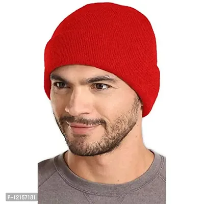 THE BLAZZE 2015 Winter Beanie Cap for Men and Women's (Free Size, Red)-thumb3