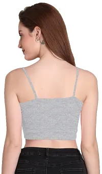 THE BLAZZE 1290 Women's Sleeveless Crop Tops Sexy Strappy Tees (XX-Large, Grey)-thumb2