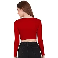 THE BLAZZE 1109 Women's V Neck Crop Top (X-Large, Red)-thumb1