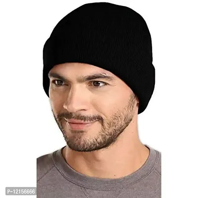 THE BLAZZE 2015 Winter Beanie Cap for Men and Women (Free Size, Black)-thumb3