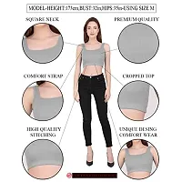 THE BLAZZE 1044 Women's Cotton Basics Sexy Solid Square Neck Slim Sleeveless Saree Readymade Saree Bra Blouse Crop Top T-Shirt for Women (Medium, Black)-thumb4