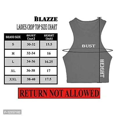 THE BLAZZE 1025 Crop Top for Women (Small, Grey)-thumb3