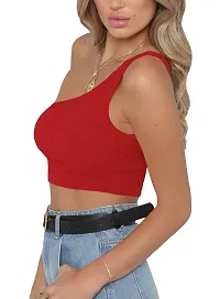 THE BLAZZE Women's Sleeveless Crop Tops Sexy Strappy Tees (XXL, Red+Wine Red)-thumb4