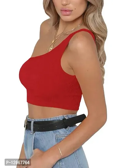 THE BLAZZE Women's Sleeveless Crop Tops Sexy Strappy Tees (XXL, Red+Wine Red)-thumb5