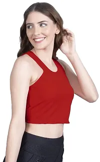 THE BLAZZE 1004 Women's Round Neck Sleeveless Crop Top-thumb2