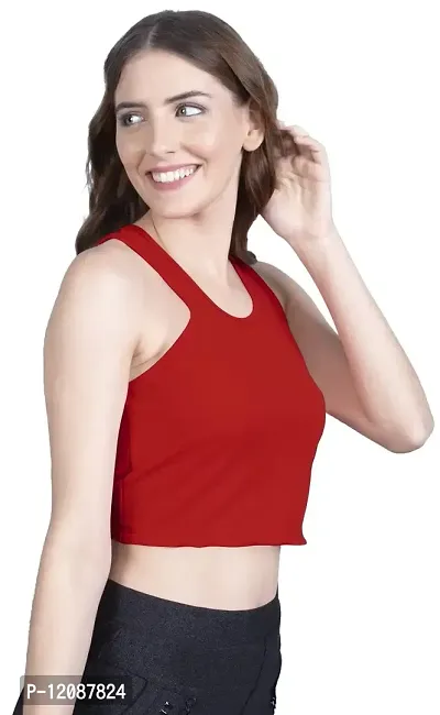 THE BLAZZE 1004 Women's Round Neck Sleeveless Crop Top-thumb3