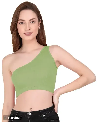 THE BLAZZE Women's Sleeveless Crop Tops Sexy Strappy Tees (L, Light Green)-thumb5