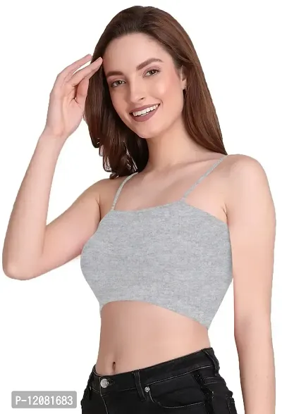 THE BLAZZE 1290 Women's Sleeveless Crop Tops Sexy Strappy Tees (XX-Large, Grey)-thumb1