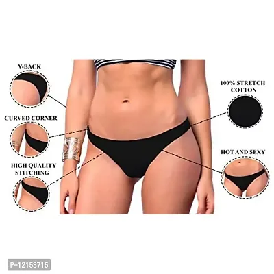 THE BLAZZE Women's Cotton Thongs (Pack of 1) (SA-01_Black_Medium)-thumb3