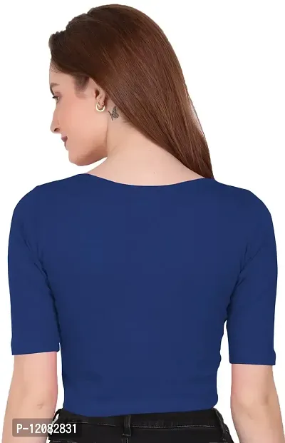 THE BLAZZE 1055 Women's Full Sleeve Crop Tops Sexy Strappy Tees (Medium, Royal Blue)-thumb3