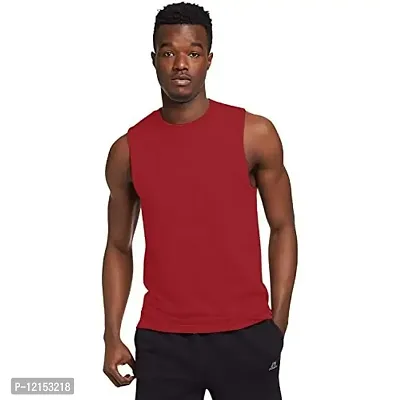 THE BLAZZE 0006 Men's Sleeveless T-Shirt Tank Top Gym Tank Stringer Vest for Men (Medium(38?/95cm - Chest), Red)-thumb0