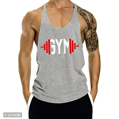 THE BLAZZE Men's Sleeveless T-Shirt Gym Tank Gym Tank Stringer Tank Tops Gym Vest Muscle Tee Gym Vest Vests Men Vest for Men T-Shirt for Men's (Large(38?-40""), C - Gym Grey)-thumb0