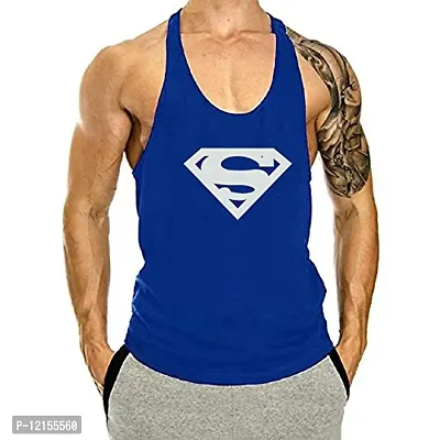 THE BLAZZE Men's S Logo Gym Stringer Tank Top Bodybuilding Athletic Workout Muscle Fitness Vest (Small(36rdquo;/90cm - Chest), Royal Blue)-thumb0