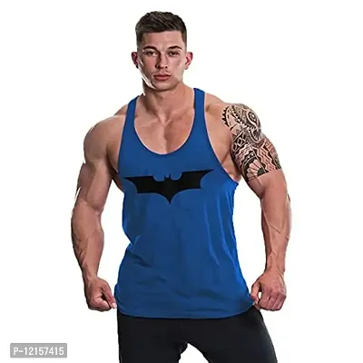 THE BLAZZE 0051 Men's Tank Top Muscle Gym Bodybuilding Vest Fitness Workout Train Stringers (X-Large, Royal Blue)