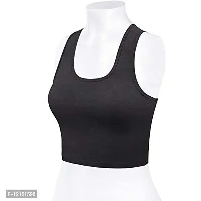 THE BLAZZE Women's Cotton Racerback Basic Crop Tank Tops (X-Large, Charcoal Melange Charcoal Melange)-thumb5