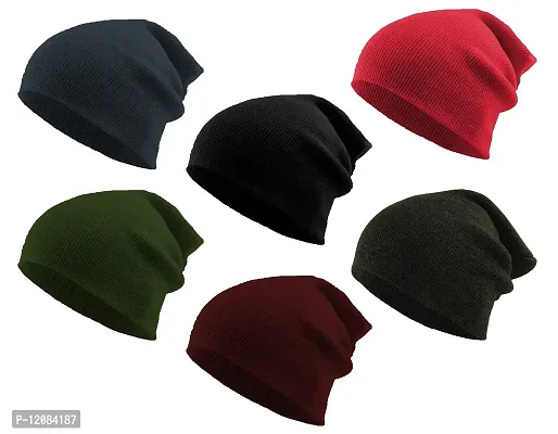 THE BLAZZE 2015 Winter Beanie Cap for Men and Women Pack Of 6 (Pack Of 6, Black,Maroon,Navy,Green,Pink,DarkGrey)