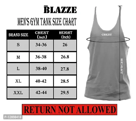 THE BLAZZE Men's Blank Stringer Y Back Bodybuilding Gym Tank Tops-thumb3
