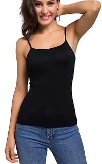 THE BLAZZE Women's Cotton Thermal Camisole (L, Black)-thumb1